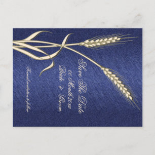 Blaues Sahneweizenland "Save the Date " Ankündigungspostkarte