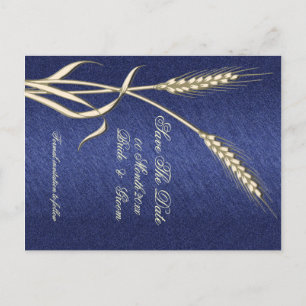 Blaues Sahneweizenland "Save the Date " Ankündigungspostkarte