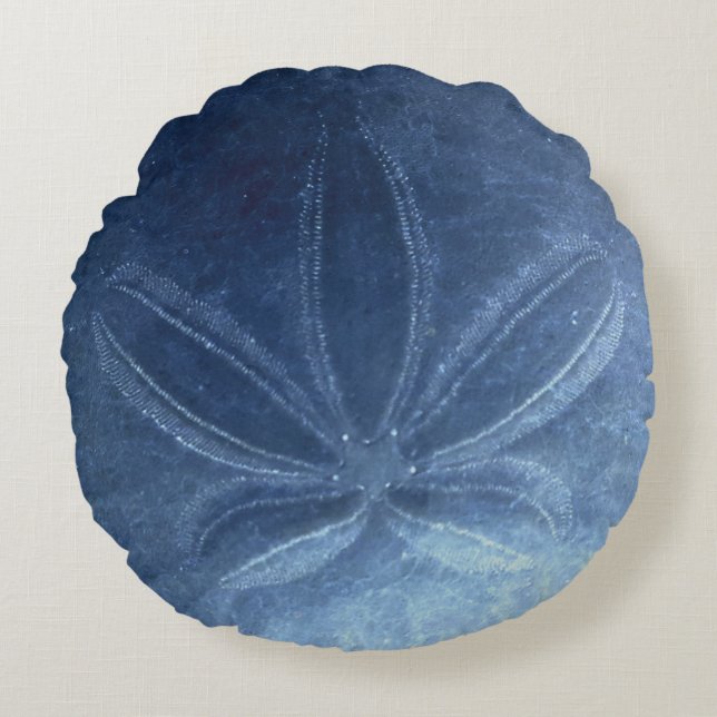 Blaues Sand-Dollar-rundes Kissen (Vorderseite)