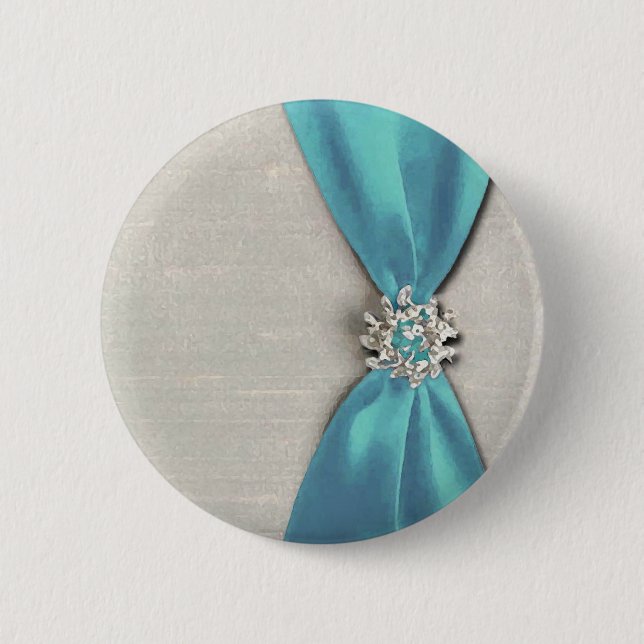 blaues Satinband mit Juwelkopie Button (Vorderseite)