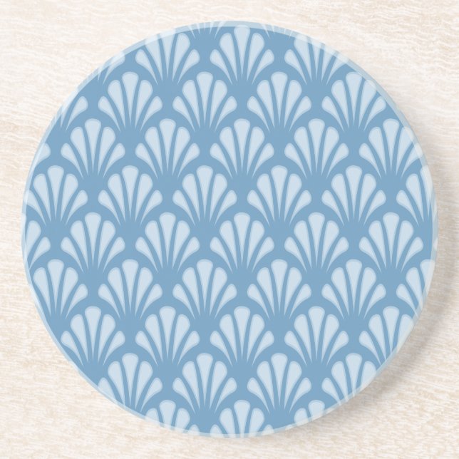 Blaues Scallops-Muster Getränkeuntersetzer (Vorne)
