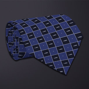 Blaues Schachbrett-Logo-Muster Krawatte
