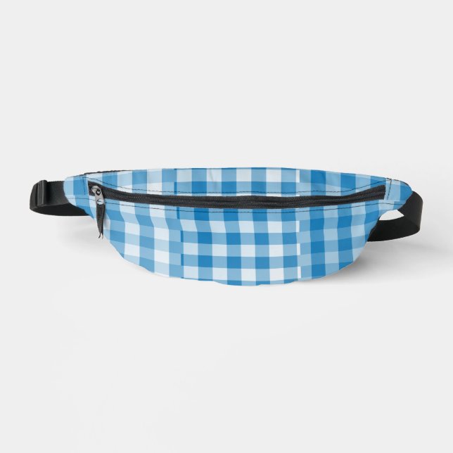 Blaues Schachbrett-Patchworkmuster Bauchtasche (Vorderseite)