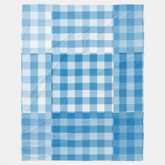 Blaues Schachbrett-Patchworkmuster Fleecedecke (Vorderseite)