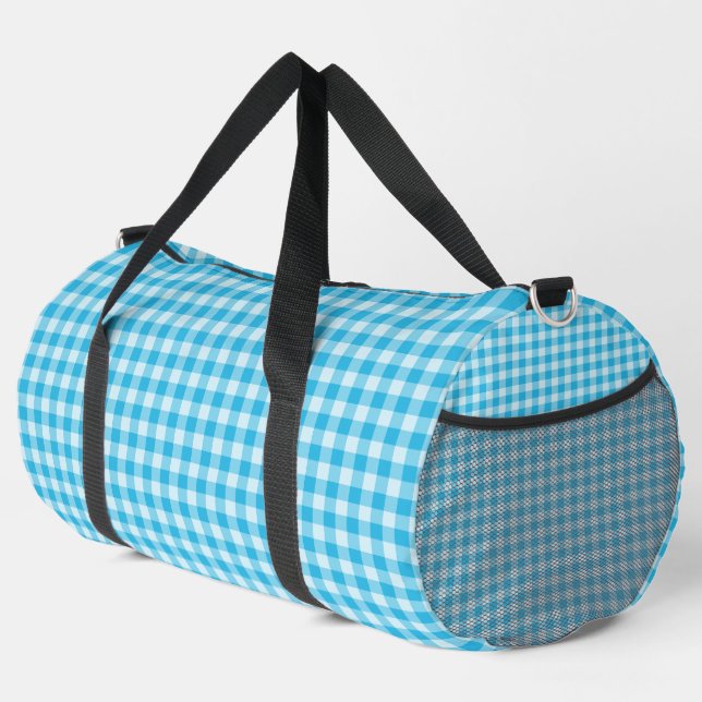 Blaues Schachbrettmuster groß Duffle Bag (Rechte Ecke)