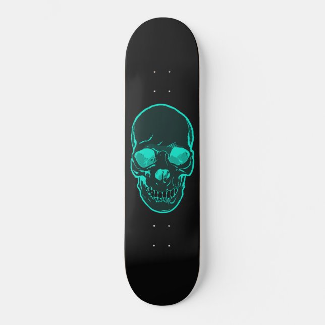 Blaues Schädel-Grafik-Skateboard für Jungen u. Skateboard (Vorderseite)