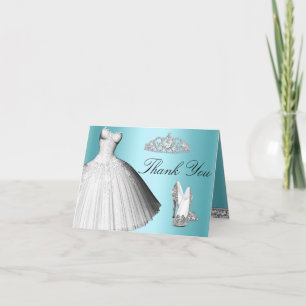 Blaues Schein-Glitzer-Kleid u. Heels dankt Ihnen Dankeskarte