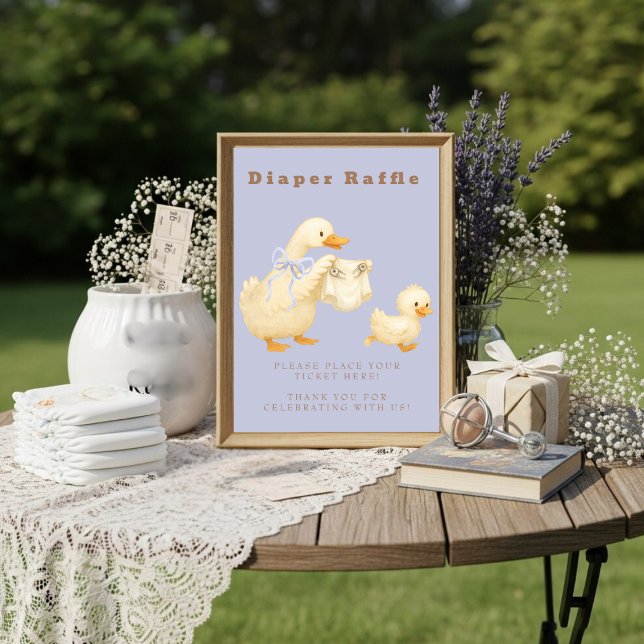 Blaues Schild für eine verrückte Gänsediaper-Verlo Einladung (Blue A Silly Goose Diaper Raffle Table Sign)