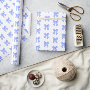 Blaues Schleifenmuster Geschenkpapier
