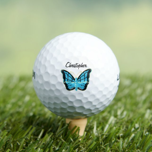 Blaues Schmetterlingsdesign Golfball (Insitu T-Shirt)