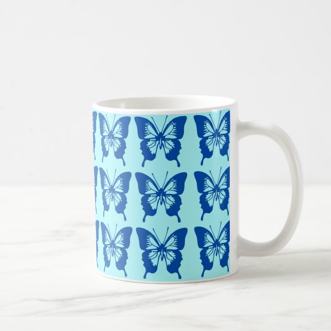 Blaues Schmetterlingsmuster Kaffeetasse (Rechts)