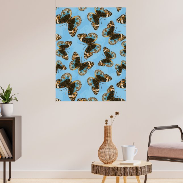 Blaues Schmetterlingsmuster Poster (Wohnzimmer 3)