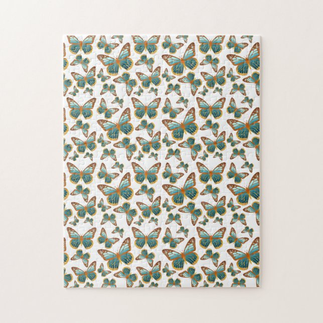 Blaues Schmetterlingsmuster Puzzle (Vertikal)
