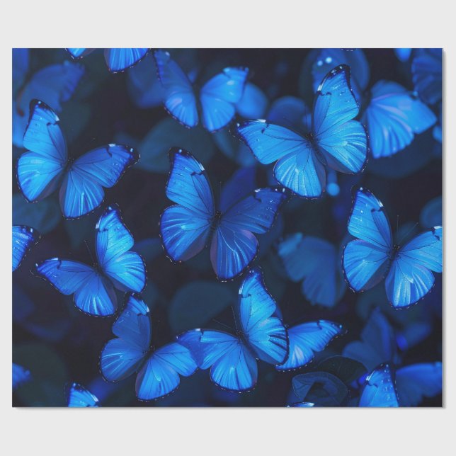 Blaues Schmetterlingspapier Geschenkpapier (Flach)