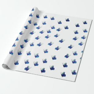 Blaues Schmetterlingspapier Geschenkpapier