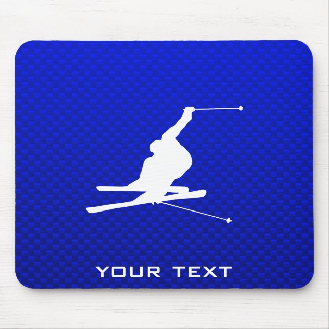 Blaues Schnee-Skifahren Mousepad (Vorne)