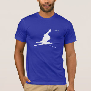 Blaues Schnee-Skifahren T-Shirt
