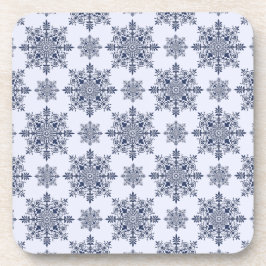 Blaues Schneeflocken-Damaskatmuster Getränkeuntersetzer