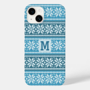 Blaues Schneeflocken-Faux-Strickpullover-Muster-Mo Case-Mate iPhone 14 Hülle