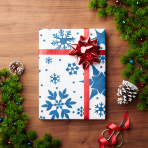 ❄️ Blaues Schneeflocken-Geschenkpapier für Weihnac Geschenkpapier