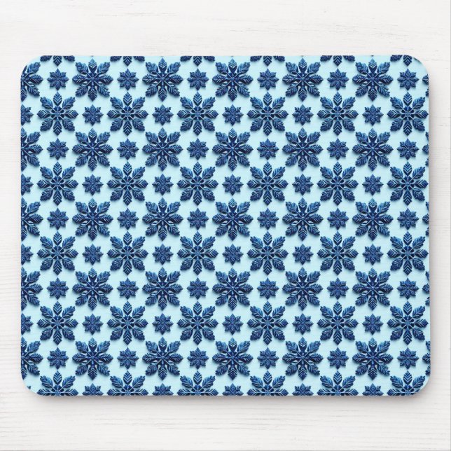 Blaues Schneeflocken-Musterhintergrund Mousepad (Vorne)
