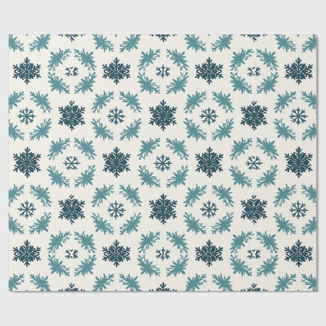 ❄️ Blaues Schneeflocken-Winter-Verpackungspapier f Geschenkpapier (Flach)