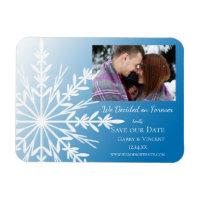 Blaues Schneeflocken Winterhochzeit Save the Date