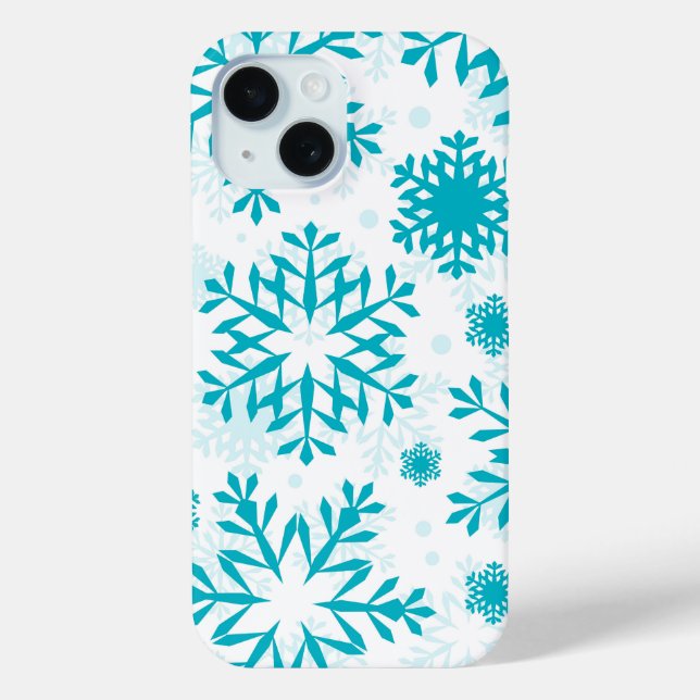 Blaues Schneeflockenmuster Case-Mate iPhone Hülle (Rückseite)