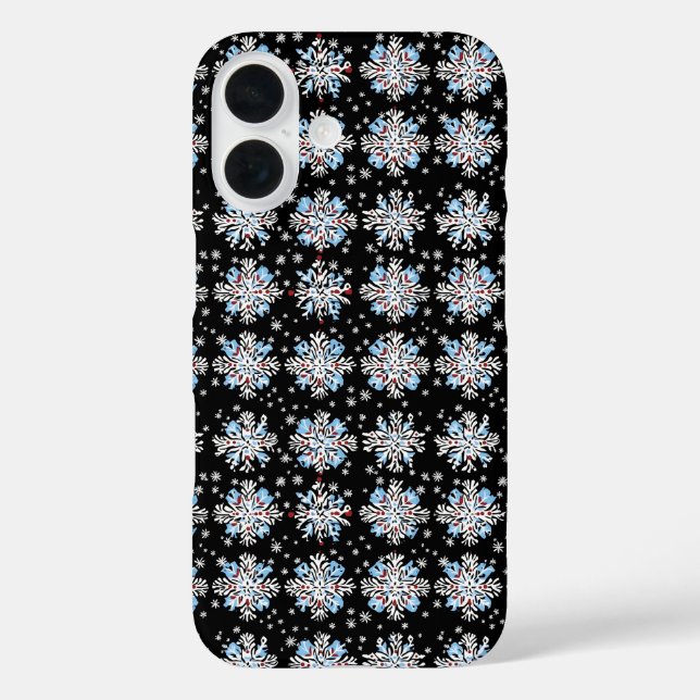 Blaues Schneeflockenmuster Case-Mate iPhone Hülle (Rückseite)