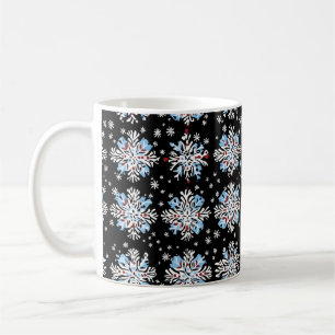 Blaues Schneeflockenmuster Kaffeetasse