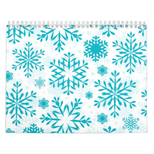 Blaues Schneeflockenmuster Kalender