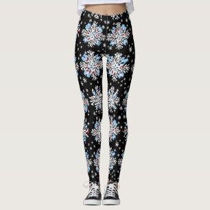 Blaues Schneeflockenmuster Leggings