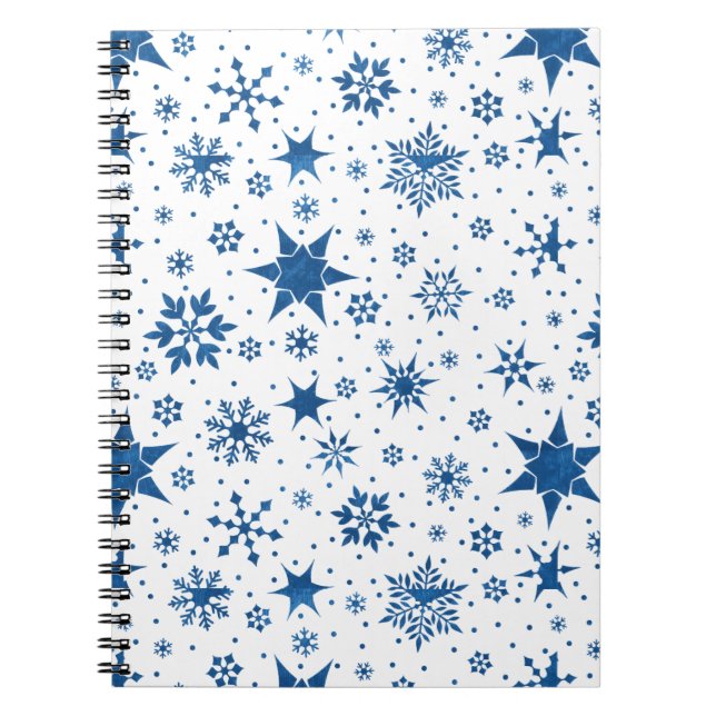 Blaues Schneeflockenmuster Notizblock (Vorderseite)