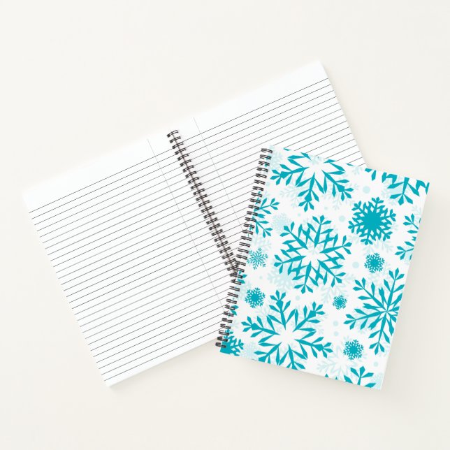 Blaues Schneeflockenmuster Notizbuch (Innenseite)