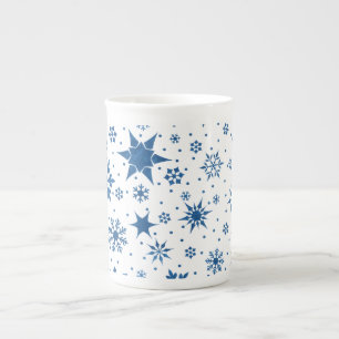Blaues Schneeflockenmuster Prozellantasse