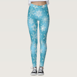 Blaues Schneeflockenmuster Weihnachten Leggings
