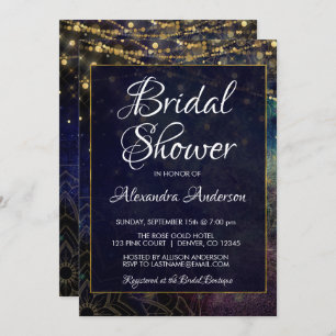 Blaues Schnur-Lichtmandala-Brautparty-Party Einladung