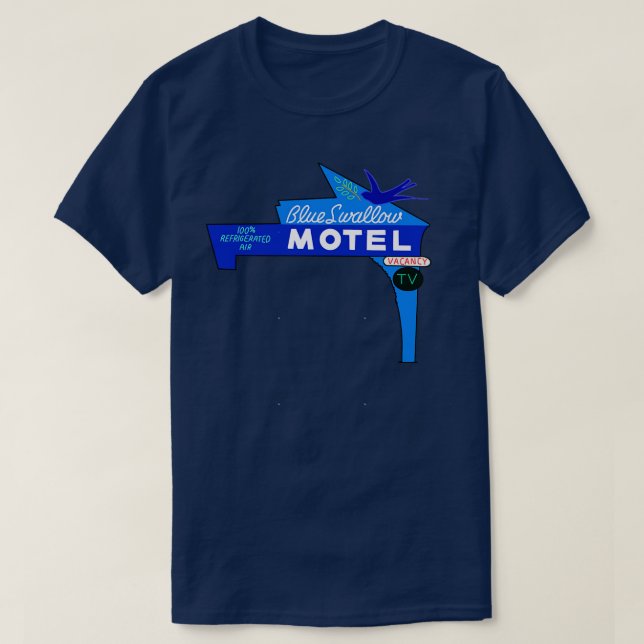 Blaues Schwalbenmotel T-Shirt (Design vorne)
