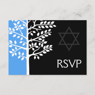 Blaues Schwarz-Baum von Leben-Bar Mitzvah UAWG RSVP Karte