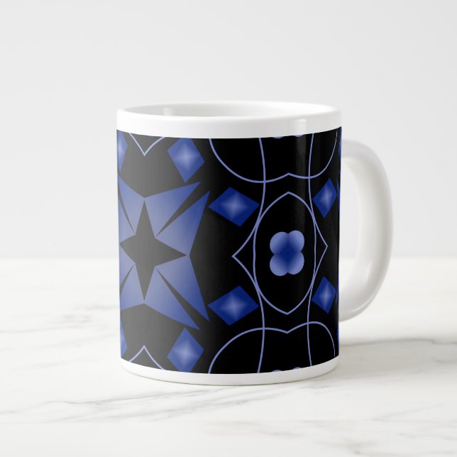 Blaues Schwarz-glänzende Jumbo-Tasse (Vorderseite Rechts)