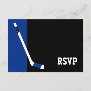 Blaues Schwarz-Hockey-Bar Mitzvah UAWG RSVP Karte