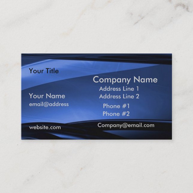 Blaues Schwarz-moderne Geschäfts-Visitenkarte Visitenkarte (Vorderseite)
