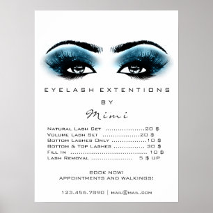 Blaues Schwarz-weißes Make-up mustert Poster