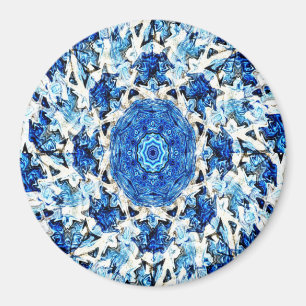 Blaues Schwarzes Mandala abstrakt Magnet