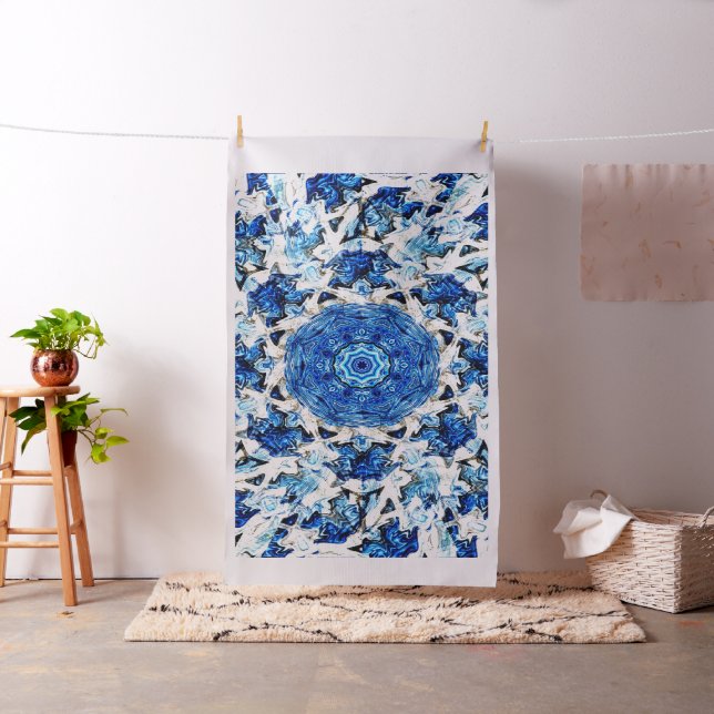 Blaues Schwarzes Mandala abstrakt Stoff (Beispiel)