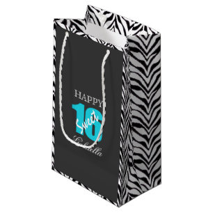 Blaues Schwarzes mit Zebra versieht Kleine Geschenktüte
