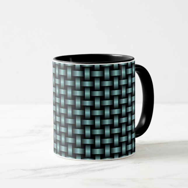 Blaues, schwarzes Muster Tasse (VorderseiteRechts)