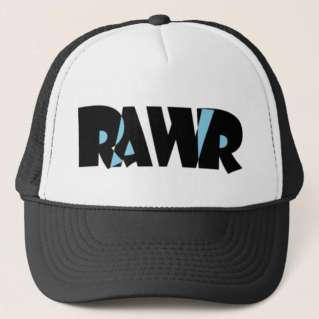 Blaues Schwarzes Rawr Hut Truckerkappe (Vorderseite)