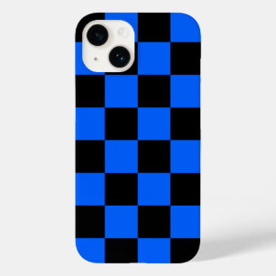 Blaues schwarzes Schachbrettmuster für den Karo Case-Mate iPhone 14 Hülle