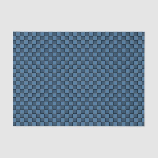 Blaues schwarzes Schachbrettmuster Seidenpapier (Vorderseite)